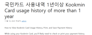 국민카드 사용내역 1년이상 